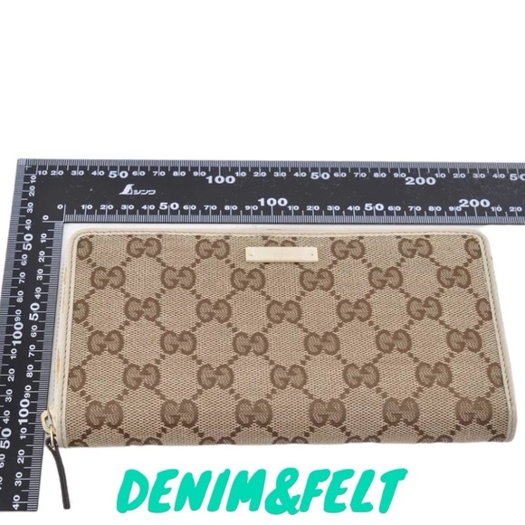 🤎GUCCI GG Beige/Off White Monogram Metal Bar Zip Around Long Wallet | PRELOVED! - Picture 16 of 16